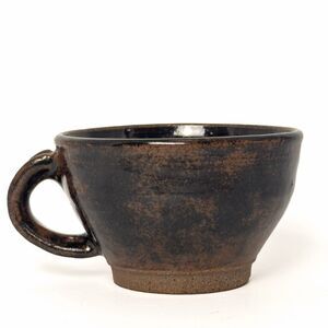 Signed KP Pottery Studio Art Rustic Coffee Mug Handmade Stoneware Drip Glaze